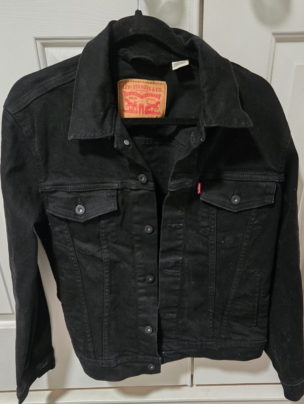 Levi's Small Black Denim Trucker Jacket with Classic Patch